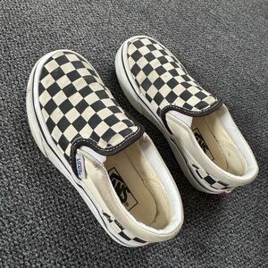 Vans Kids Checkered Slip-On Shoes - Black and White